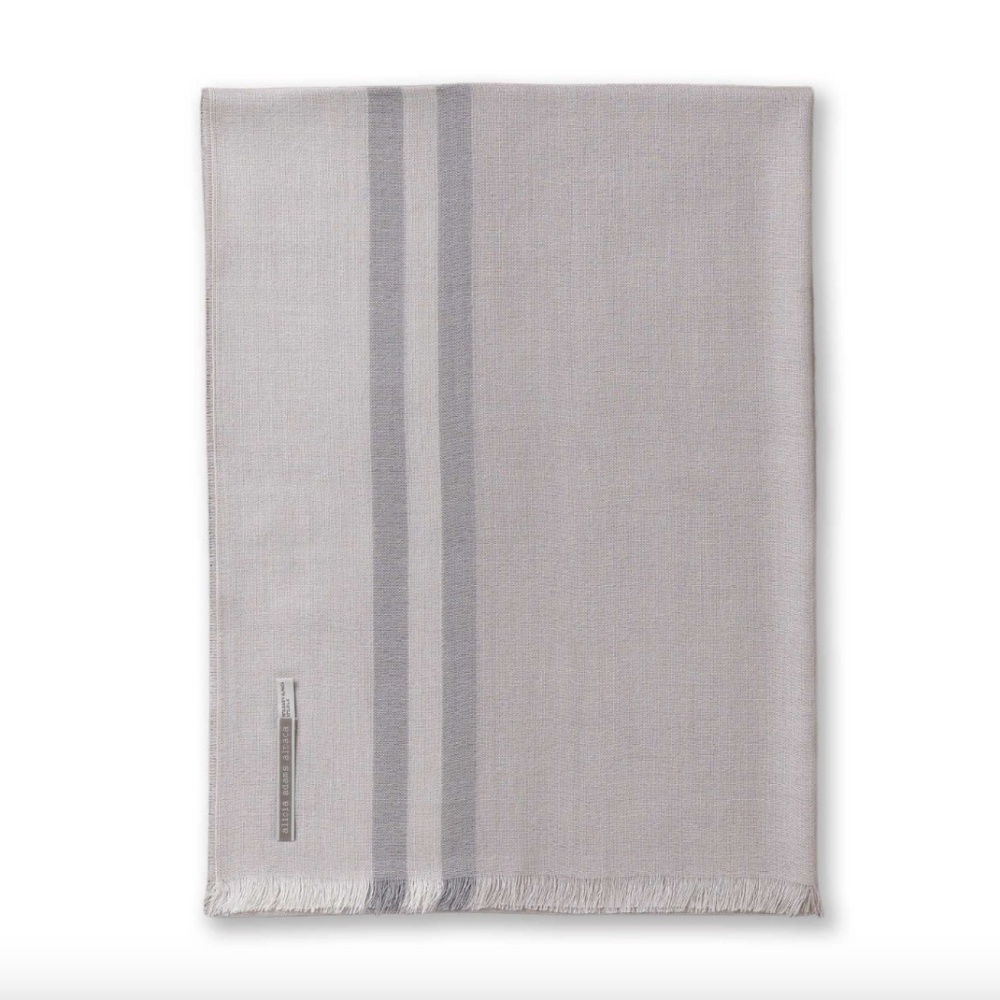 Alicia Adams Alpaca Silk Maui Wrap - striped light taupe